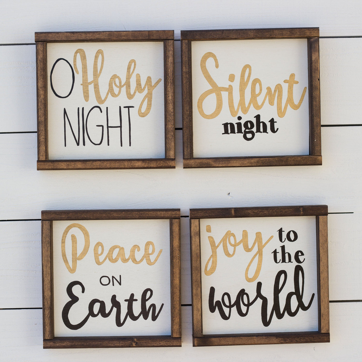 Christmas Wood Signs, Set of 4