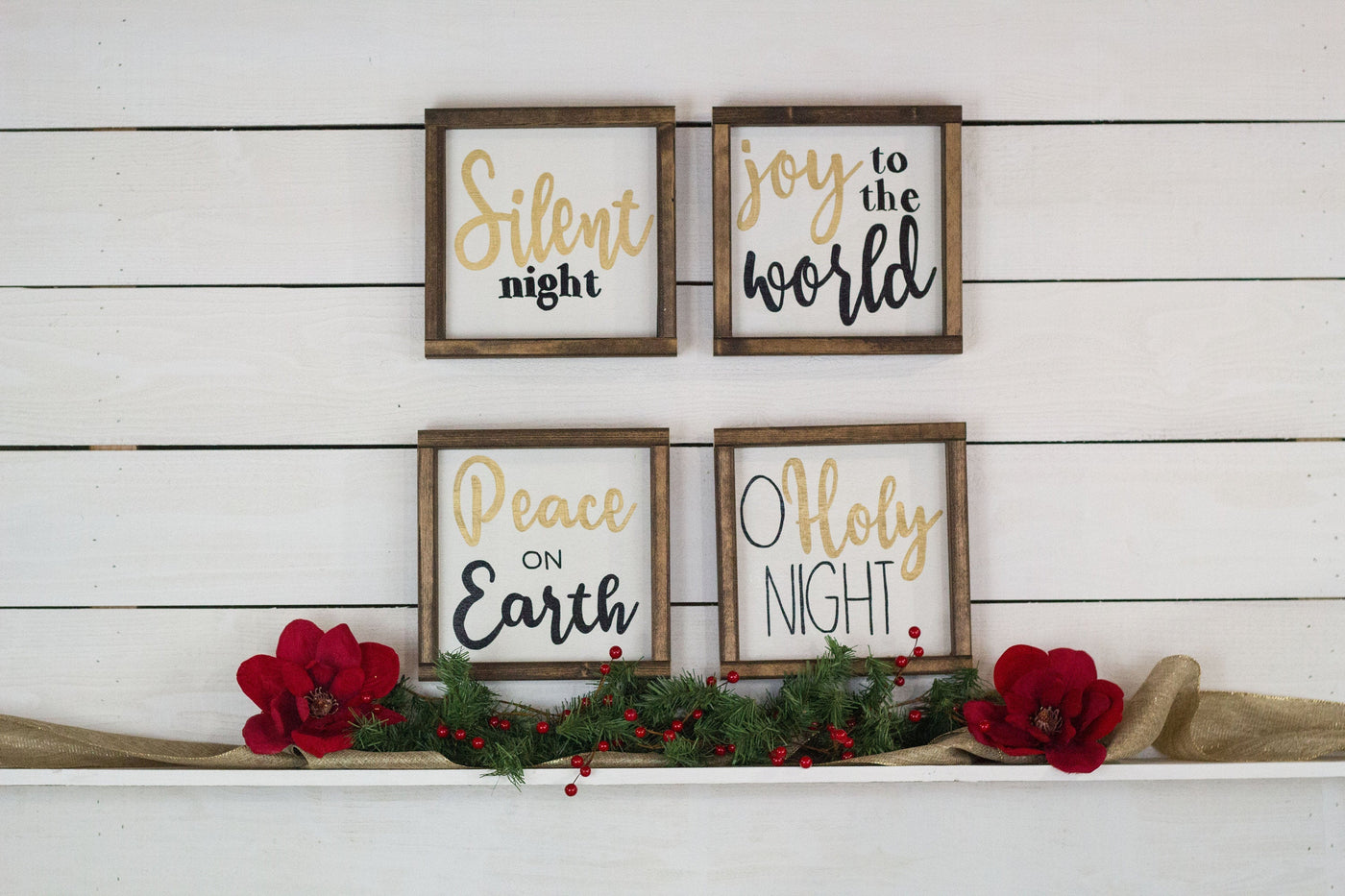 Christmas Wood Signs, Set of 4