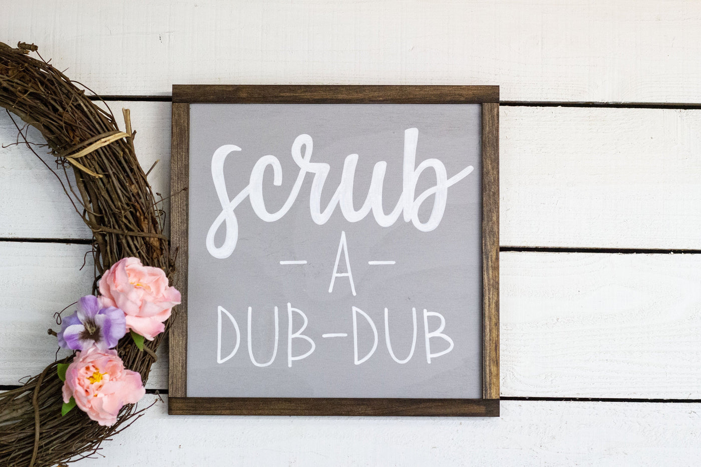 Scrub-a-Dub-Dub Square Wood Sign