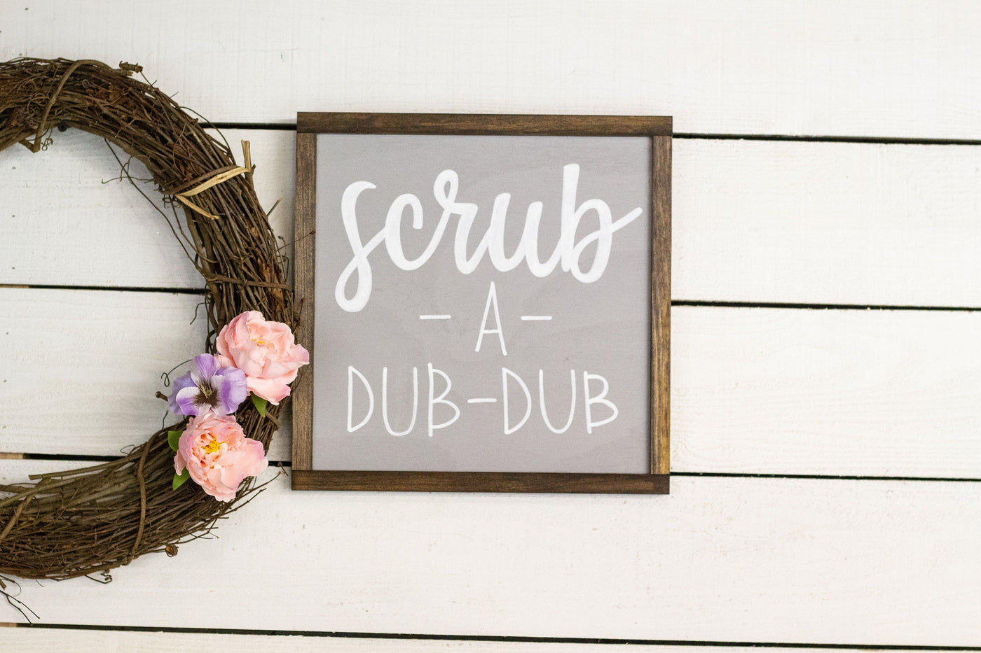 Scrub-a-Dub-Dub Square Wood Sign