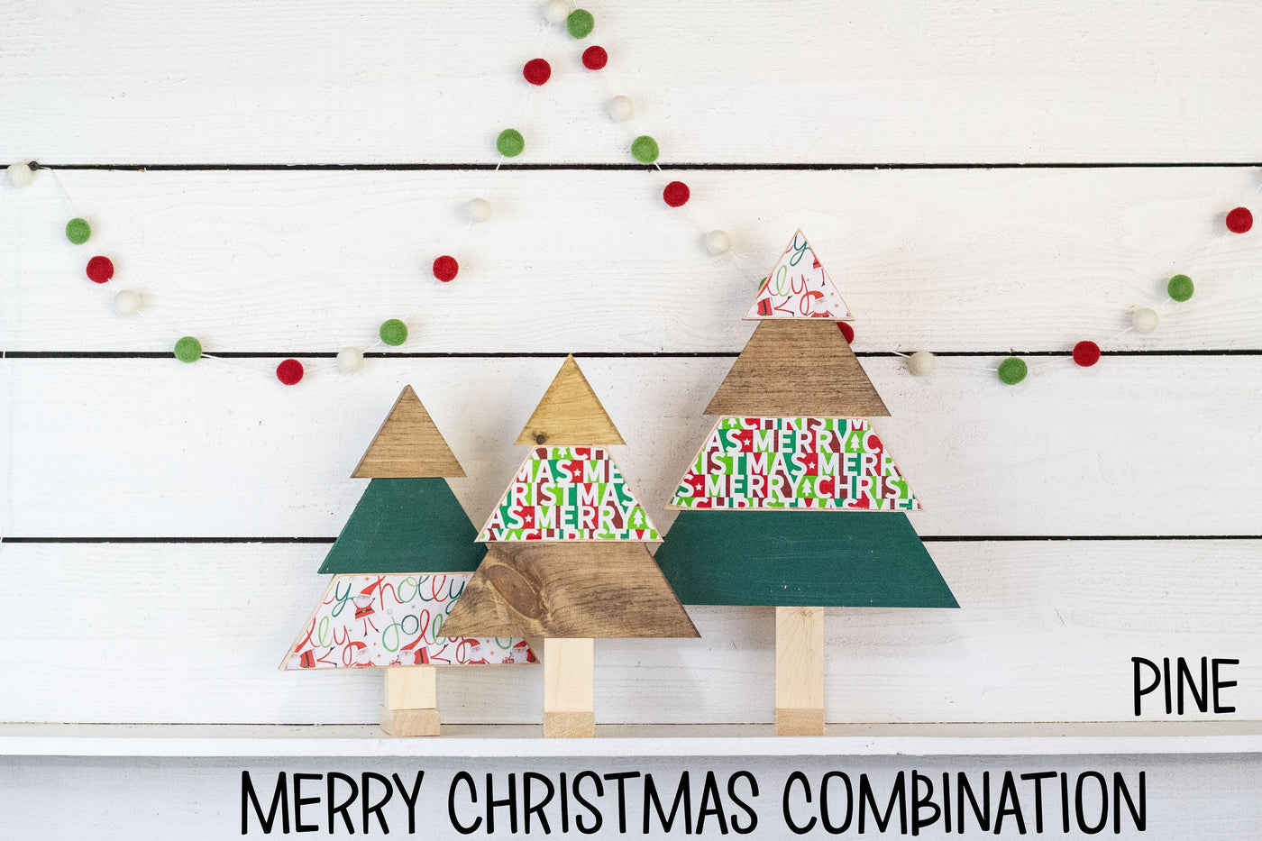 Multicolor Wooden Christmas Trees, Set of 3