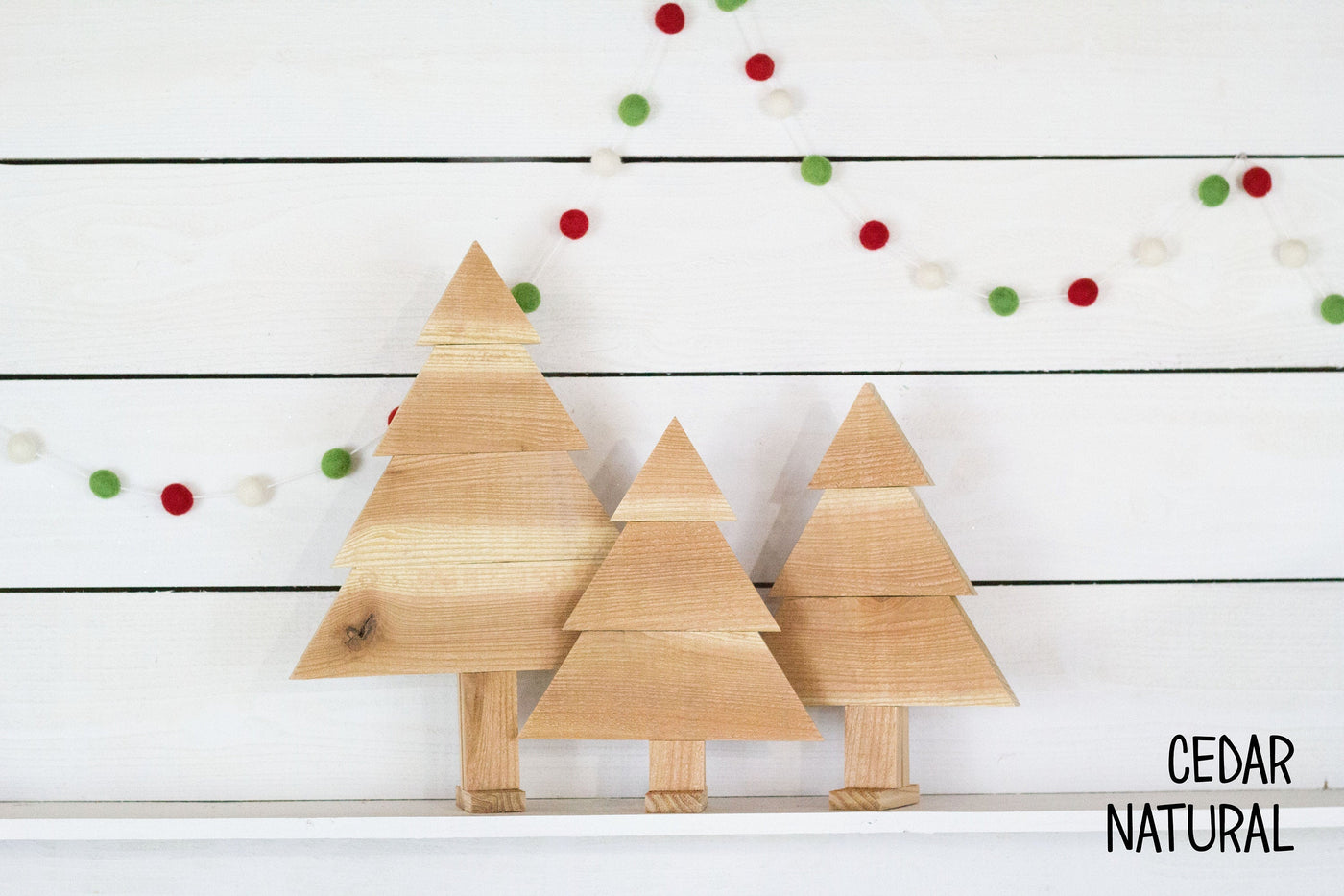 Multicolor Wooden Christmas Trees, Set of 3