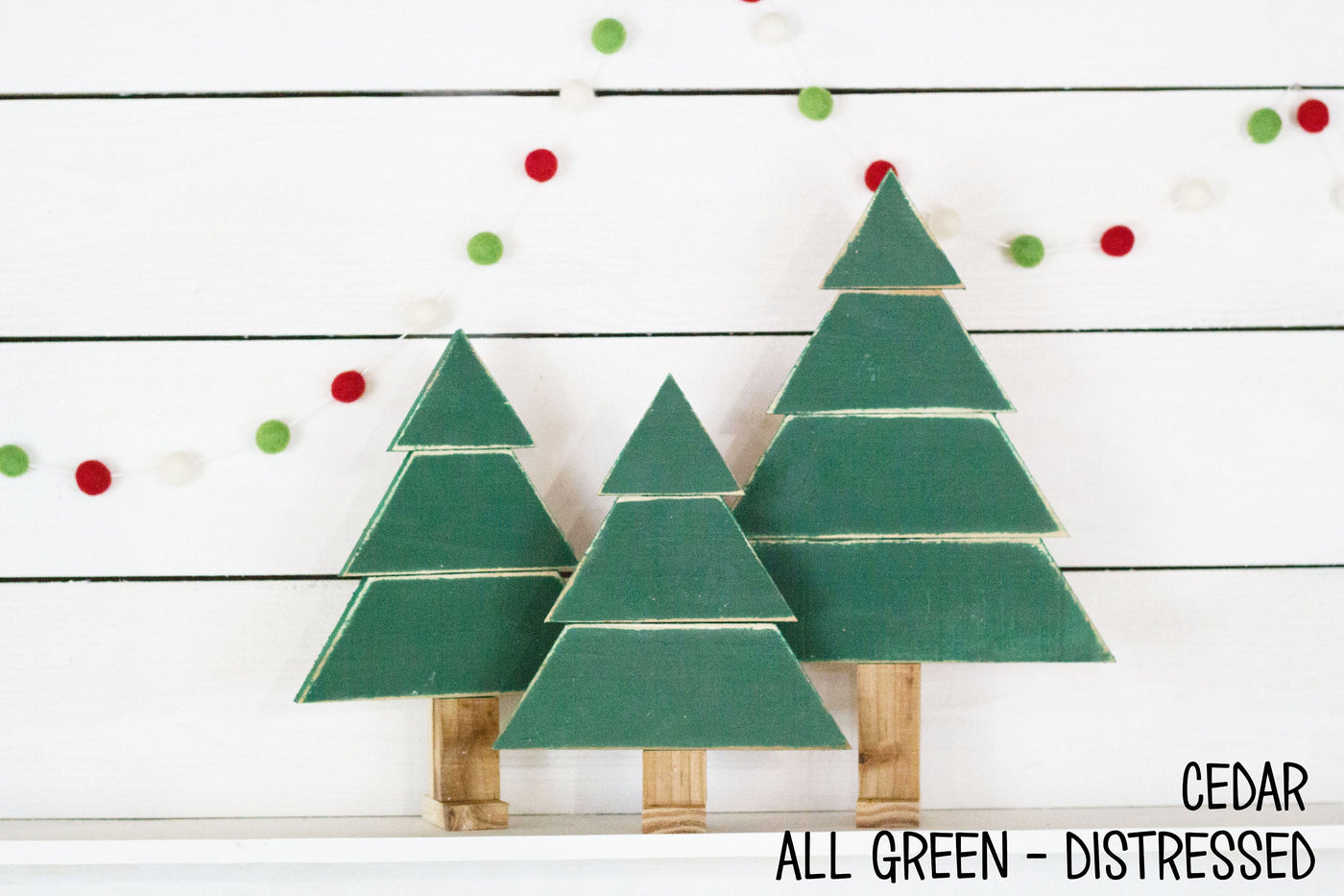 Multicolor Wooden Christmas Trees, Set of 3