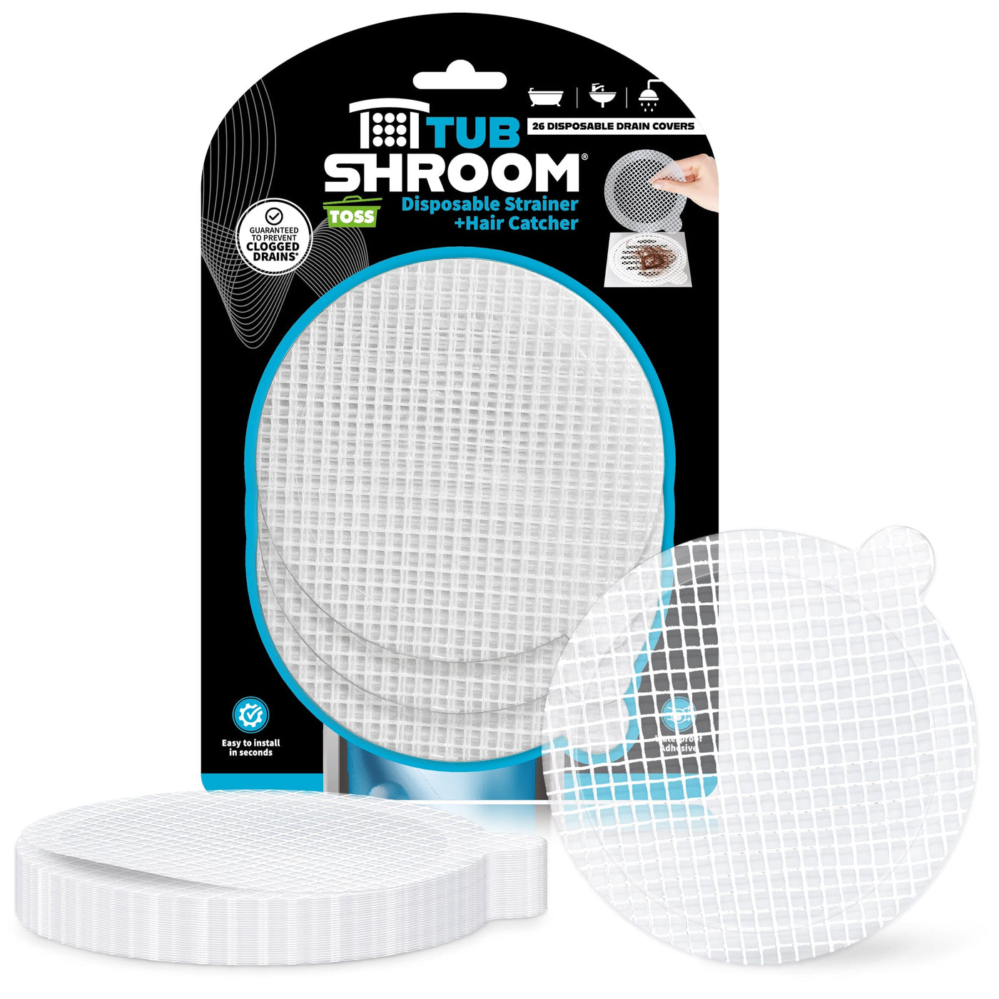 TubShroom Toss Disposable Drain Covers, 26-Pack