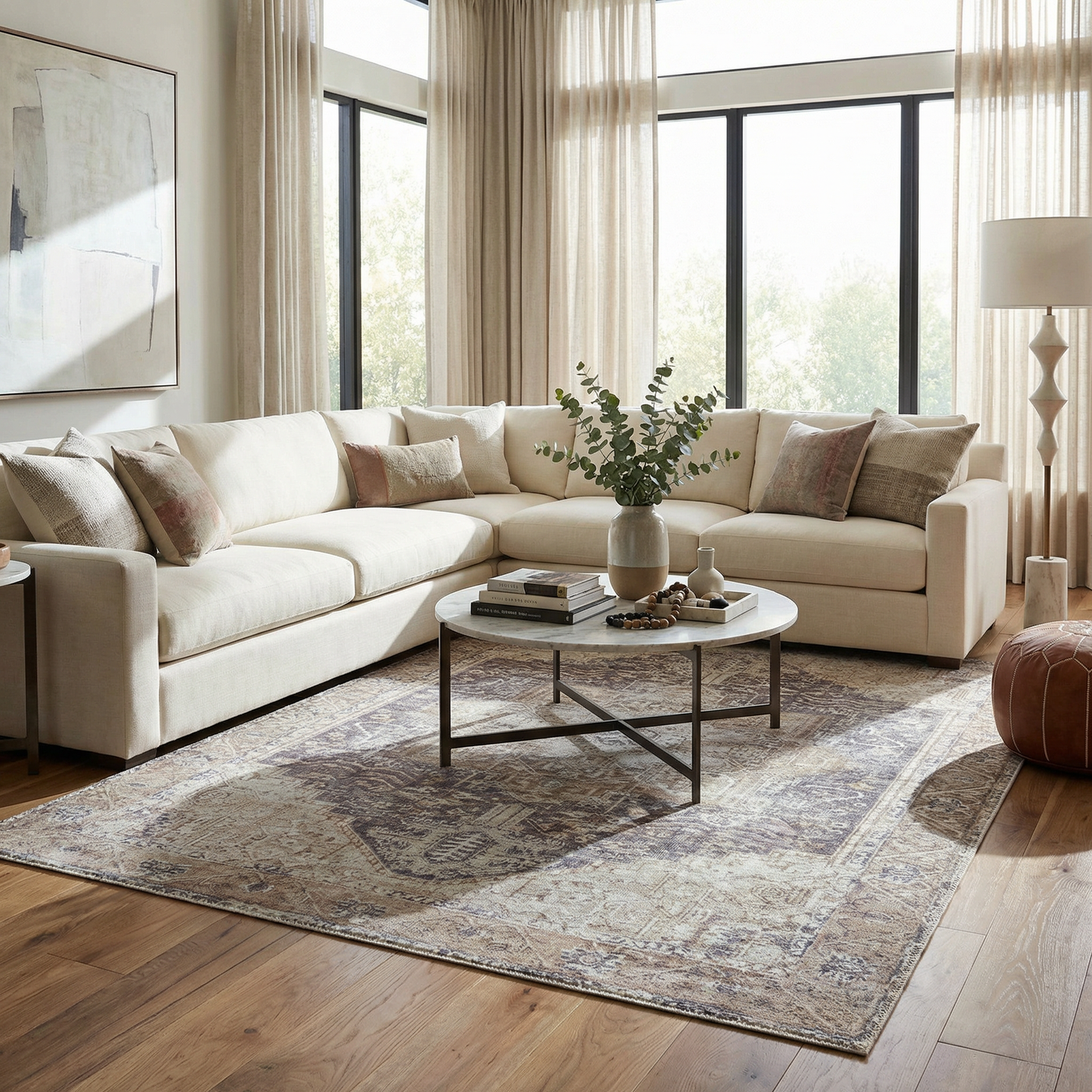Beige Rosman Washable Area Rug - Clearance