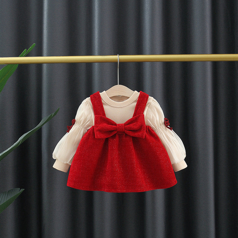 MyKids-USA Baby Girls Top and Overall Dress Set