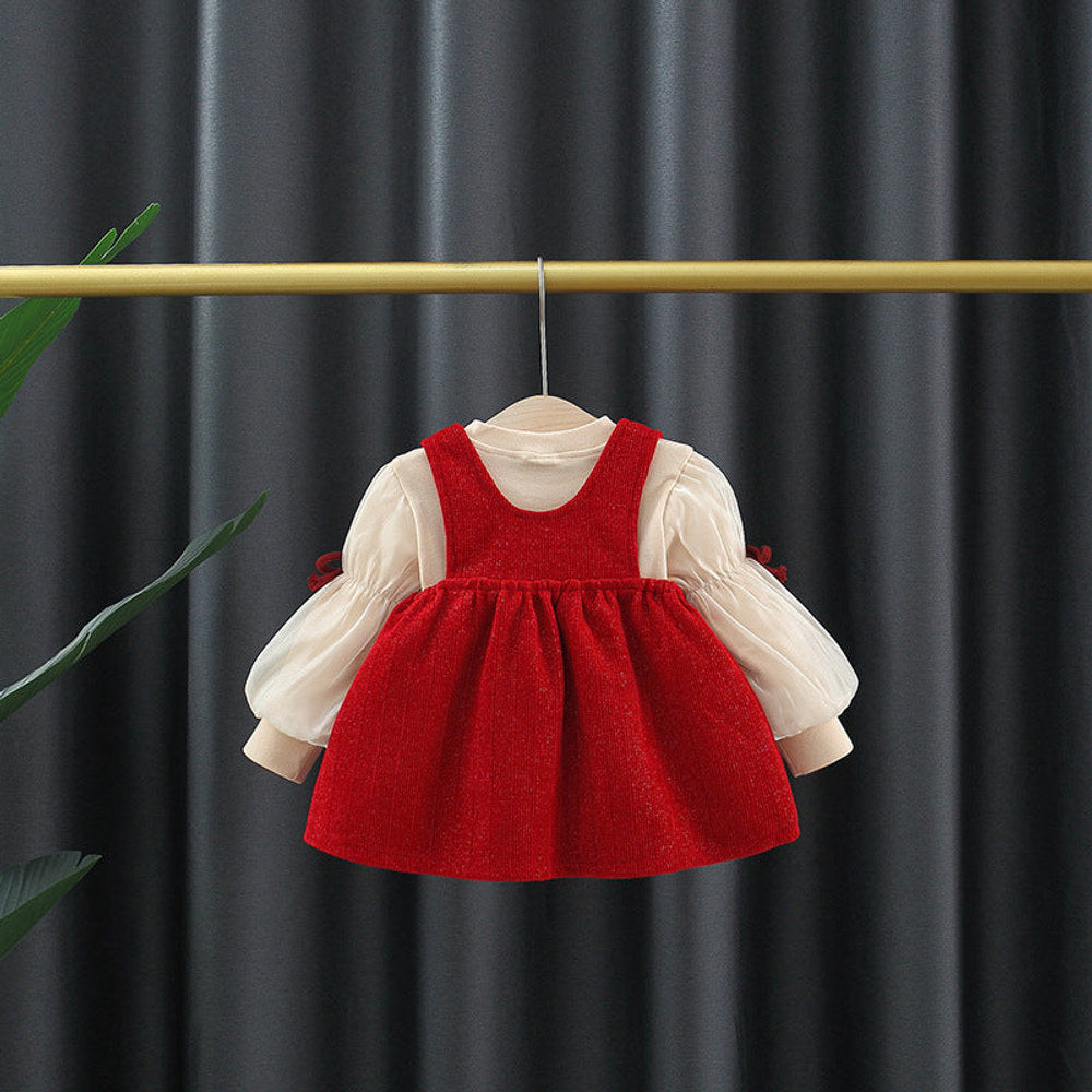 MyKids-USA Baby Girls Top and Overall Dress Set