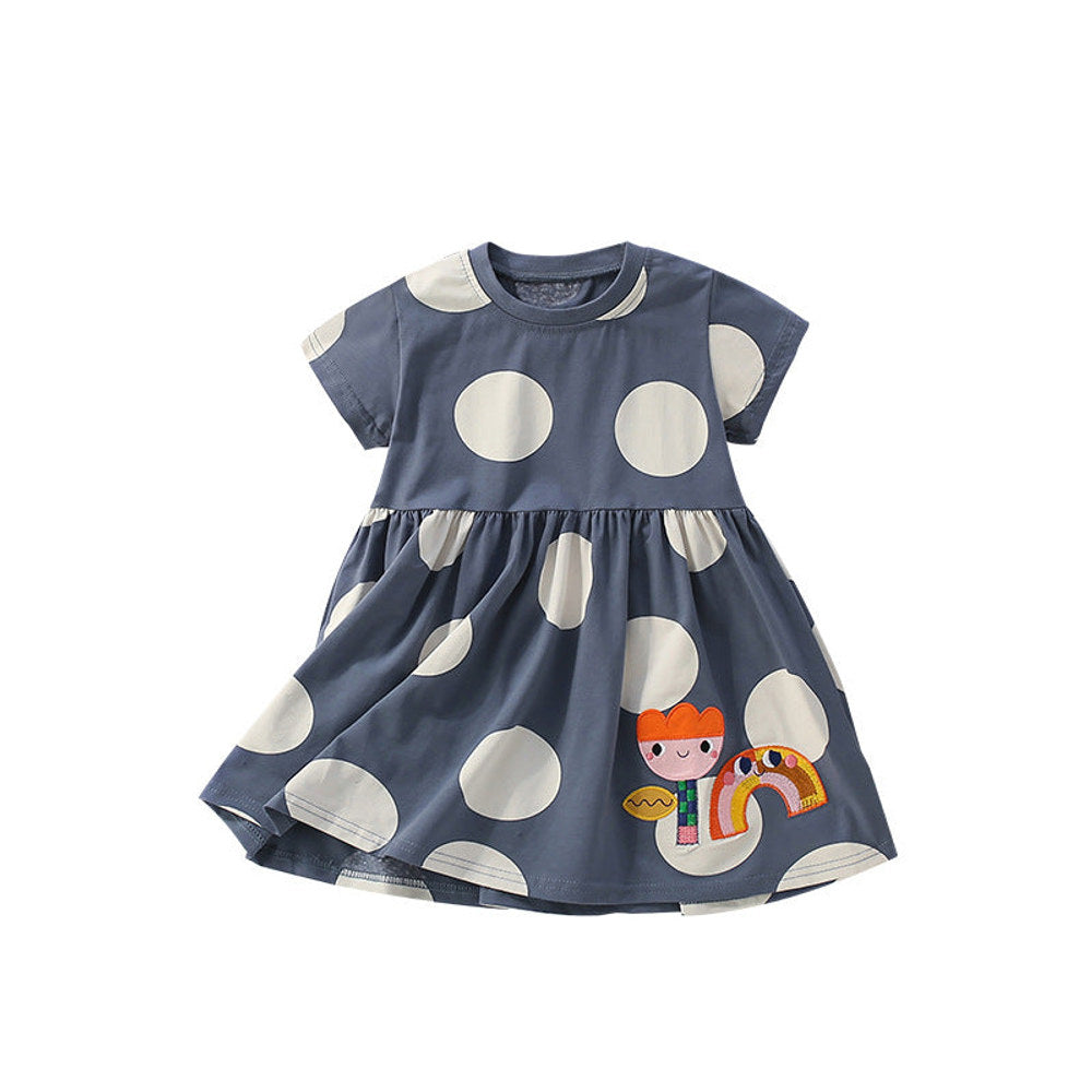MyKids-USA Girls Floral and Polka Dot Dress