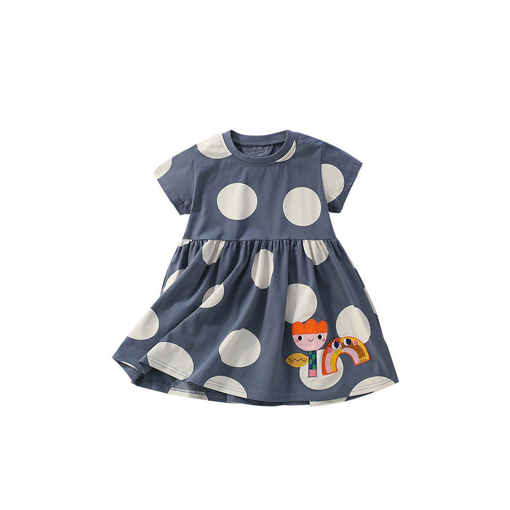MyKids-USA Girls Floral and Polka Dot Dress
